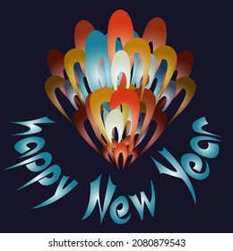 abstract colored pattern with New Year's greetings for prints on postcards, banners, labels, gift wrapping and decoration of New Year's interiors