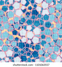 Abstract colored pattern. Seamless texture. Camouflage made of pentagons. A grid of torn squares.