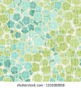 Abstract colored pattern. Seamless texture. Camouflage made of pentagons. A grid of torn squares.