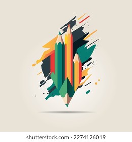 Abstract colored pencil. Creative pencils concept. Innovation, solution. Success in education, and work project. Vector illustration flat design. Isolated on background.