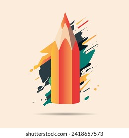 Abstract colored pencil. Creative pencils concept. Innovation, solution. Success in education, and work project. Vector illustration flat design. Isolated on background.
