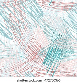 Abstract colored pencil line drawing seamless pattern Chaotic crayon drawn lines background