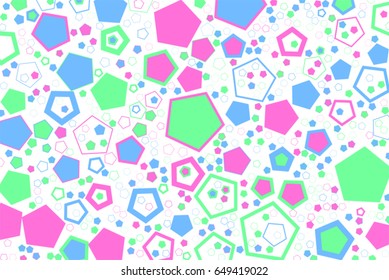 Abstract colored pentagon shape pattern. Good for web page, wallpaper, graphic design, catalog, texture or background. Vector graphic.