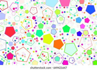 Abstract colored pentagon shape pattern. Good for web page, wallpaper, graphic design, catalog, texture or background. Vector graphic.
