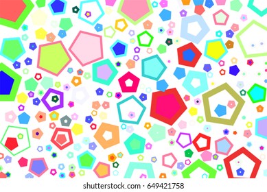 Abstract colored pentagon shape pattern. Good for web page, wallpaper, graphic design, catalog, texture or background. Vector graphic.