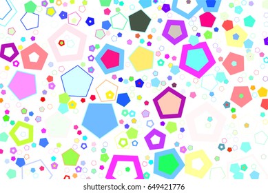 Abstract colored pentagon shape pattern. Good for web page, wallpaper, graphic design, catalog, texture or background. Vector graphic.