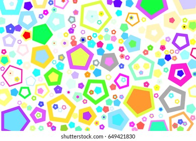 Abstract colored pentagon shape pattern. Good for web page, wallpaper, graphic design, catalog, texture or background. Vector graphic.