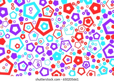 Abstract colored pentagon shape pattern. Good for web page, wallpaper, graphic design, catalog, texture or background. Vector graphic.