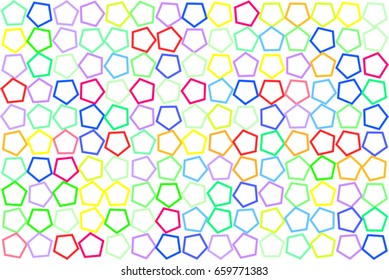 Abstract colored pentagon shape pattern. Good for web page, wallpaper, graphic design, catalog, texture or background. Style of mosaic or tile. Vector illustration graphic.