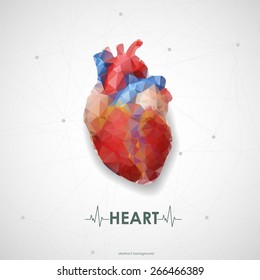 Abstract Colored Polygonal Triangular Human Heart. Vector Illustration