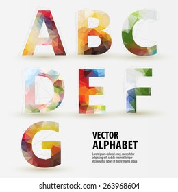 Abstract Colored Polygonal Triangular Modern Alphabet Design Background. Vector Illustration - Part 1