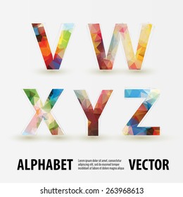 Abstract Colored Polygonal Triangular Modern Alphabet Design Background. Vector Illustration - Part 4