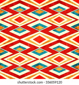 abstract colored polygons in retro style grunge effect seamless pattern