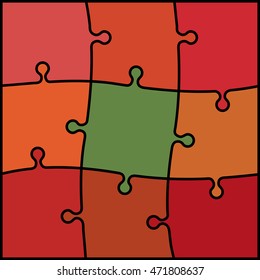 abstract colored puzzle background - red, orange and green