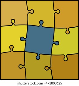 abstract colored puzzle background - yellow, brown and blue