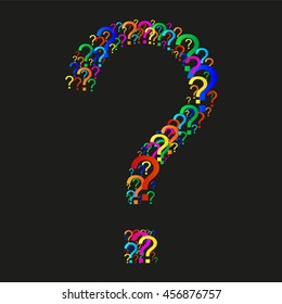 Abstract colored question sign, made from smaller question marks, vector illustration