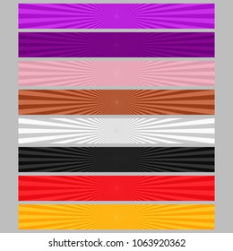 Abstract colored ray burst web banner background set