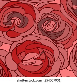 Abstract colored roses hand drawing vintage background