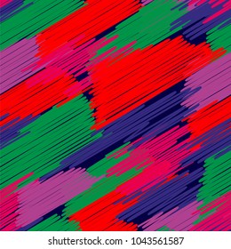 Abstract colored seamless background of doodle. Multicolored doodles are drawn with a felt pen randomly. Suitable for fabric, packaging, wallpaper. Vector illustration.