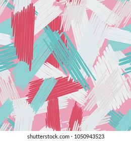 Abstract colored seamless background of doodle. Multicolored doodles are drawn with a felt pen randomly. Suitable for fabric, packaging, wallpaper. Vector illustration.