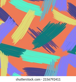 Abstract colored seamless background of doodle. Multicolored doodles are drawn with a felt pen randomly. Suitable for fabric, packaging, wallpaper. Vector illustration.