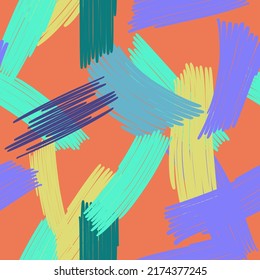 Abstract colored seamless background of doodle. Multicolored doodles are drawn with a felt pen randomly. Suitable for fabric, packaging, wallpaper. Vector illustration.