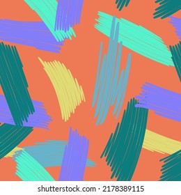 Abstract colored seamless background of doodle. Multicolored doodles are drawn with a felt pen randomly. Vector drawing. Kid graphic. Abstract bright wallpaper.