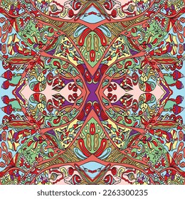 Abstract colored  seamless pattern. Drawn by hand with liner