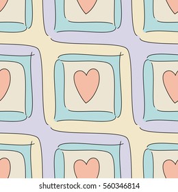 Abstract colored seamless pattern with hearts. Vector eps 10. Variant 1.