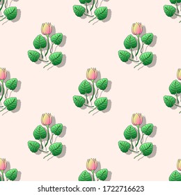 abstract colored seamless vector floral pattern fabric print with lotus flowers
