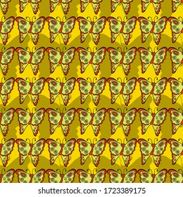 abstract colored seamless vector pattern fabric print with butterfly