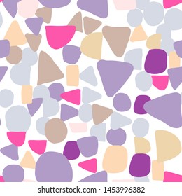 Abstract colored shapes seamless pattern. Simple design texture with chaotic painted shapes. Backdrop for textile or book covers, wallpapers, design, wrapping