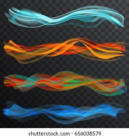 Abstract Colored smoke Wave set on the transperant alpha background. Vector Illustration.
