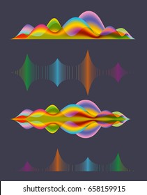 Abstract colored sound wave vector design elements