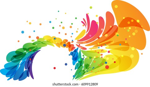 Abstract colored splash round frame