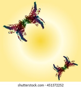 abstract colored spots in the form of butterflies on Sunny background