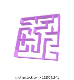 Abstract colored square maze. 3D surround style. Game for kids. Puzzle for children. One entrance, one exit. Labyrinth conundrum. Vector illustration