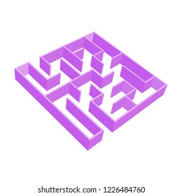 Abstract colored square maze. 3D surround style. Game for kids. Puzzle for children. One entrance, one exit. Labyrinth conundrum. Vector illustration