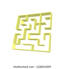 Abstract colored square maze. 3D surround style. Game for kids. Puzzle for children. One entrance, one exit. Labyrinth conundrum. Vector illustration