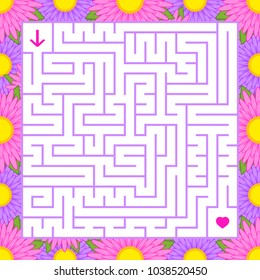 Abstract colored square maze in a frame of beautiful colors. An interesting game for children and teenagers. A simple flat vector illustration isolated on a white background.