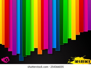 Abstract colored stripes on a black background
