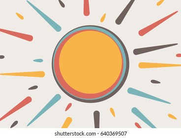 Abstract colored sun, with rays in the form of drops. Vector Illustration.