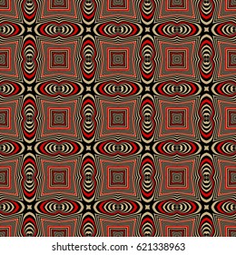 Abstract colored symmetrical pattern of lines forming a simple geometrical figures on a dark background