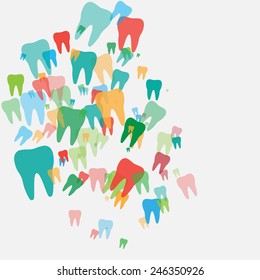 Abstract with colored teeth on the grey background