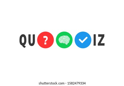 abstract colored text for quiz game. flat minimal style trend modern quizz logotype graphic mobile app design element isolated on white background. concept of school announcement or easy play lottery
