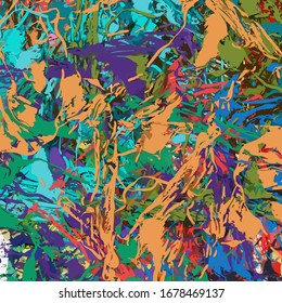 Abstract colored texture of chaotic brush strokes for design of wallpaper, poster, illustration