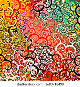 Abstract colored texture of chaotic brush strokes for design of wallpaper, poster, illustration