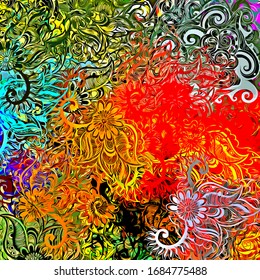 Abstract colored texture of chaotic brush strokes for design of wallpaper, poster, illustration