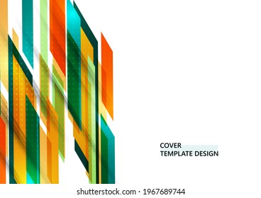 Abstract colored tilted rectangles on a white background. Universal geometric template for corporate design for cover, business card, flyer, report. Vector illustration