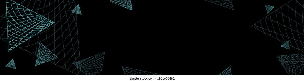 Abstract colored triangles pattern New Retro Wave illustration on dark background. Modern vector template backdrop.